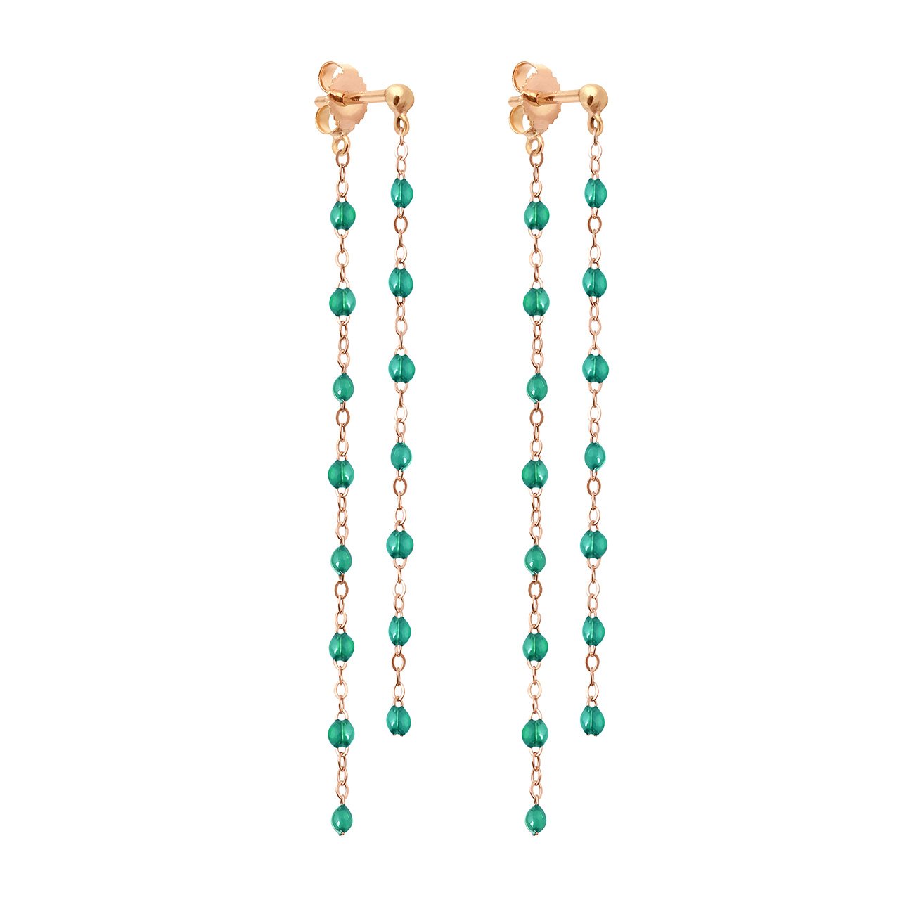 Gigi Clozeau - Classic Gigi dangling Emerald earrings, Rose Gold