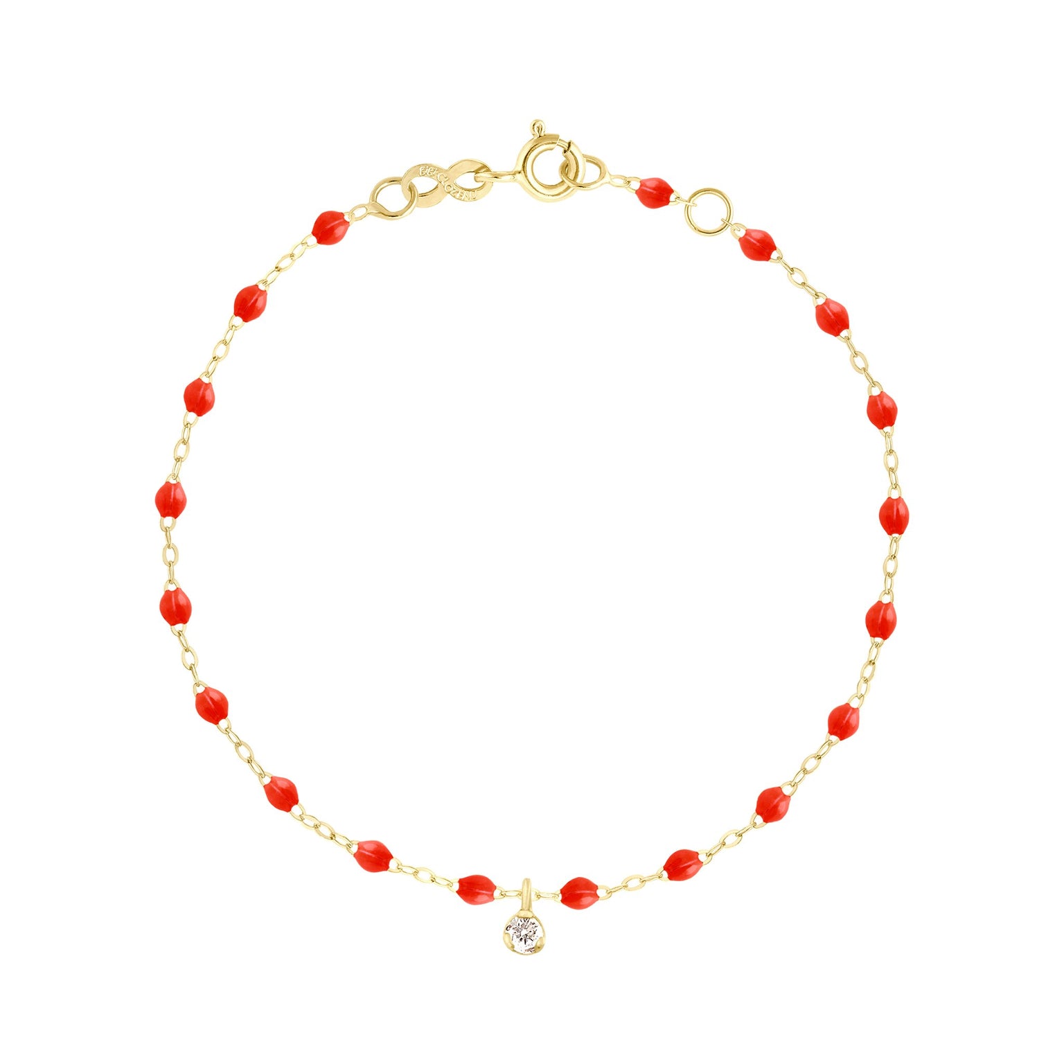 Gigi Clozeau - Gigi Supreme 1 Diamond Bracelet, Coral, Yellow Gold, 6.7"