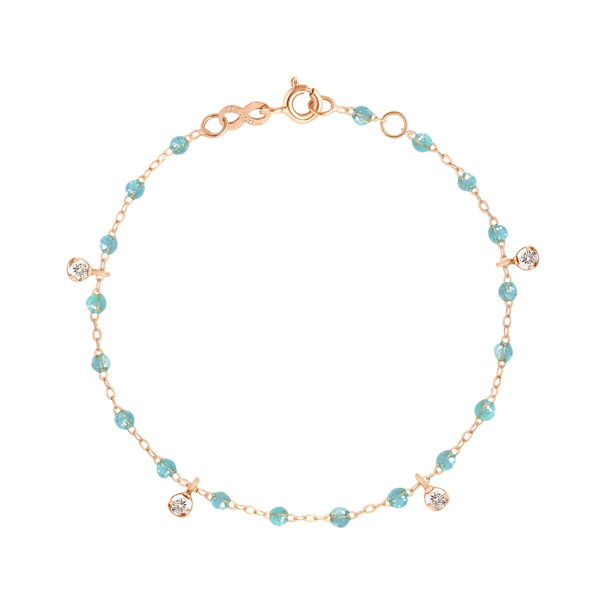 Gigi Clozeau - Gigi Supreme 4 Diamond Bracelet, Aqua, Rose Gold, 6.7"