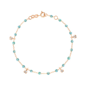 Gigi Clozeau - Gigi Supreme 4 Diamond Bracelet, Aqua, Rose Gold, 6.7"