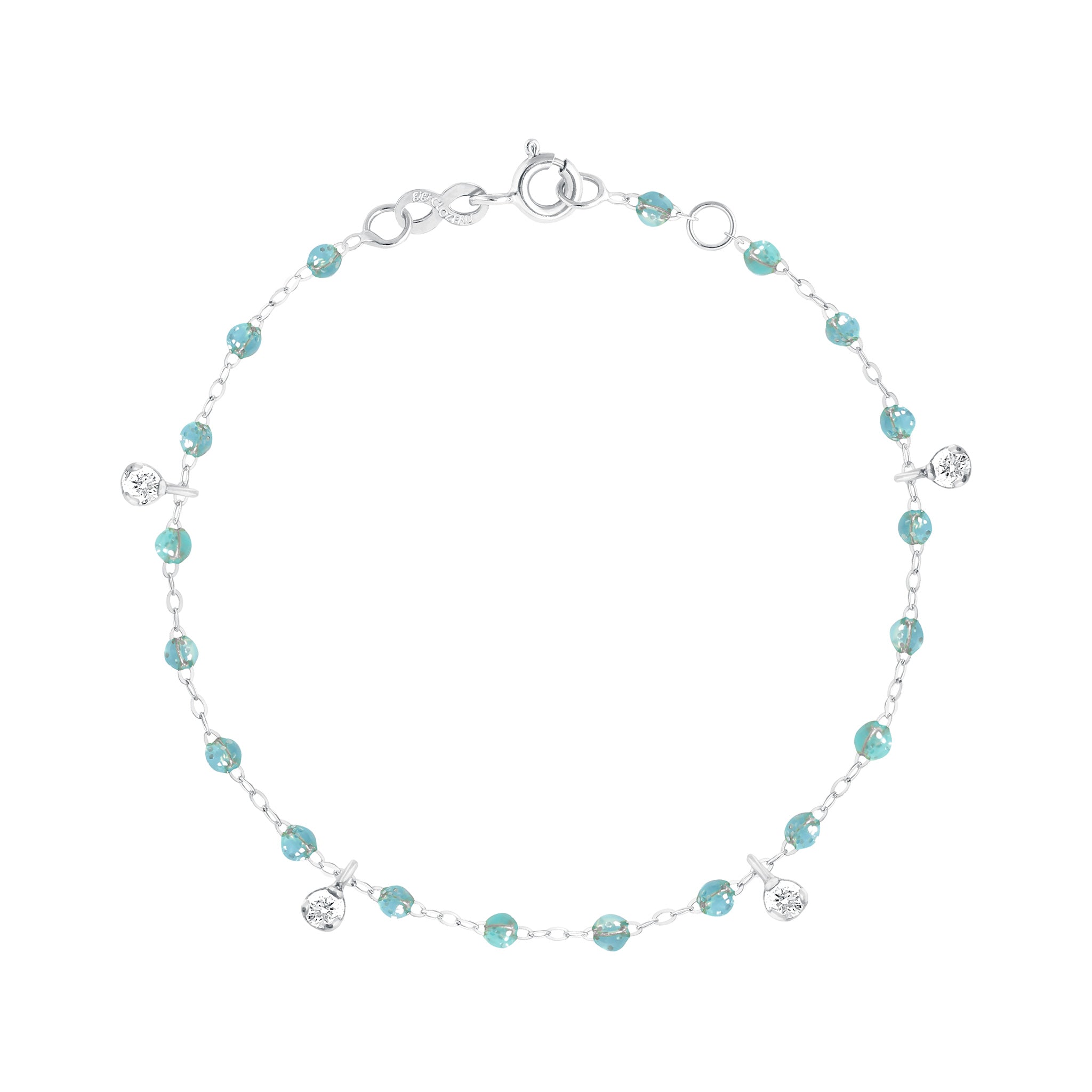 Gigi Clozeau - Gigi Supreme 4 Diamond Bracelet, Aqua, White Gold, 6.7"