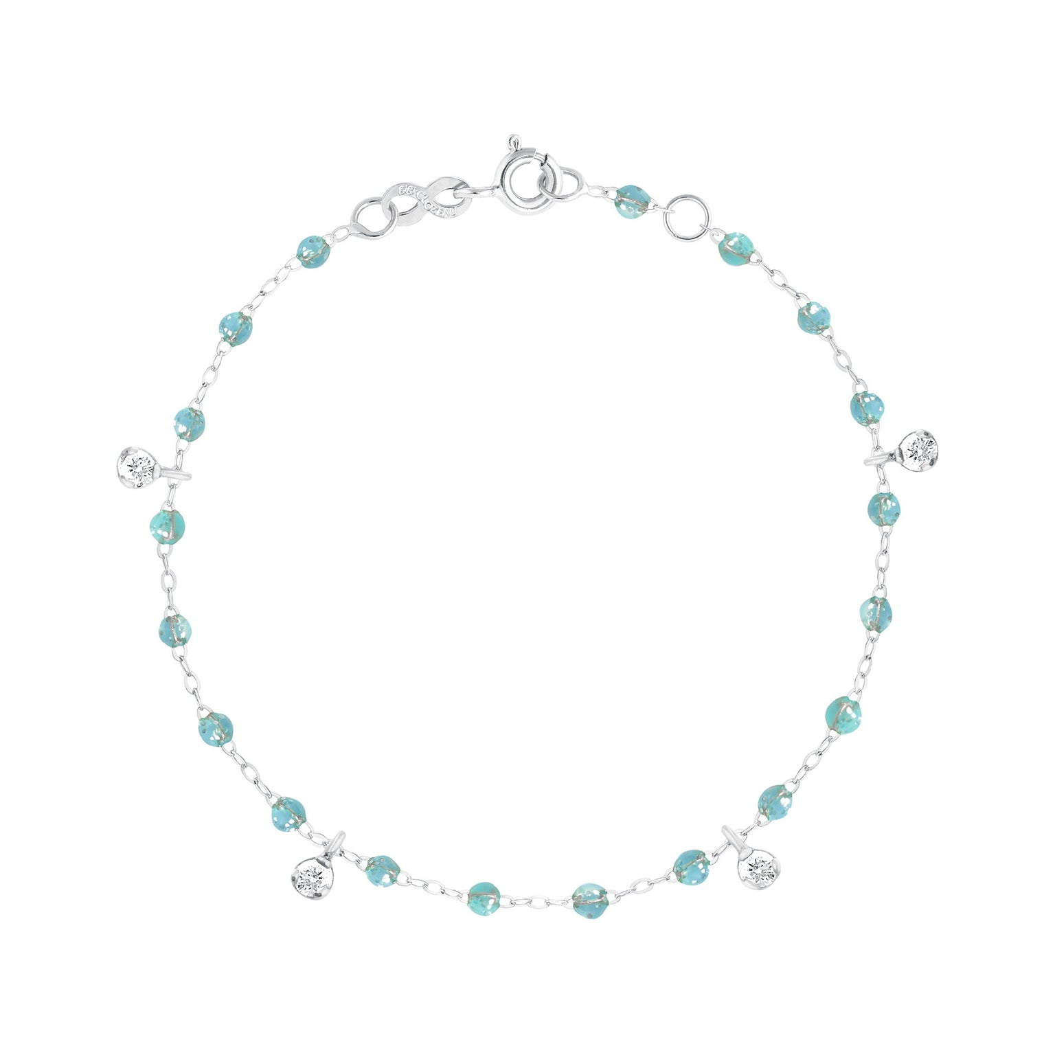 Gigi Clozeau - Gigi Supreme 4 Diamond Bracelet, Aqua, White Gold, 6.7"