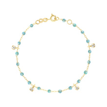 Gigi Clozeau - Gigi Supreme 4 Diamond Bracelet, Aqua, Yellow Gold, 6.7"