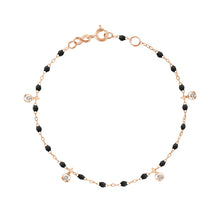 Gigi Clozeau - Gigi Supreme 4 Diamond Bracelet, Black, Rose Gold, 6.7"