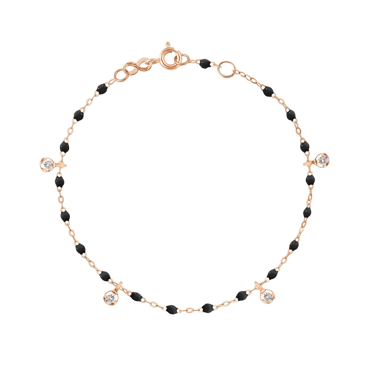 Gigi Clozeau - Gigi Supreme 4 Diamond Bracelet, Black, Rose Gold, 6.7"