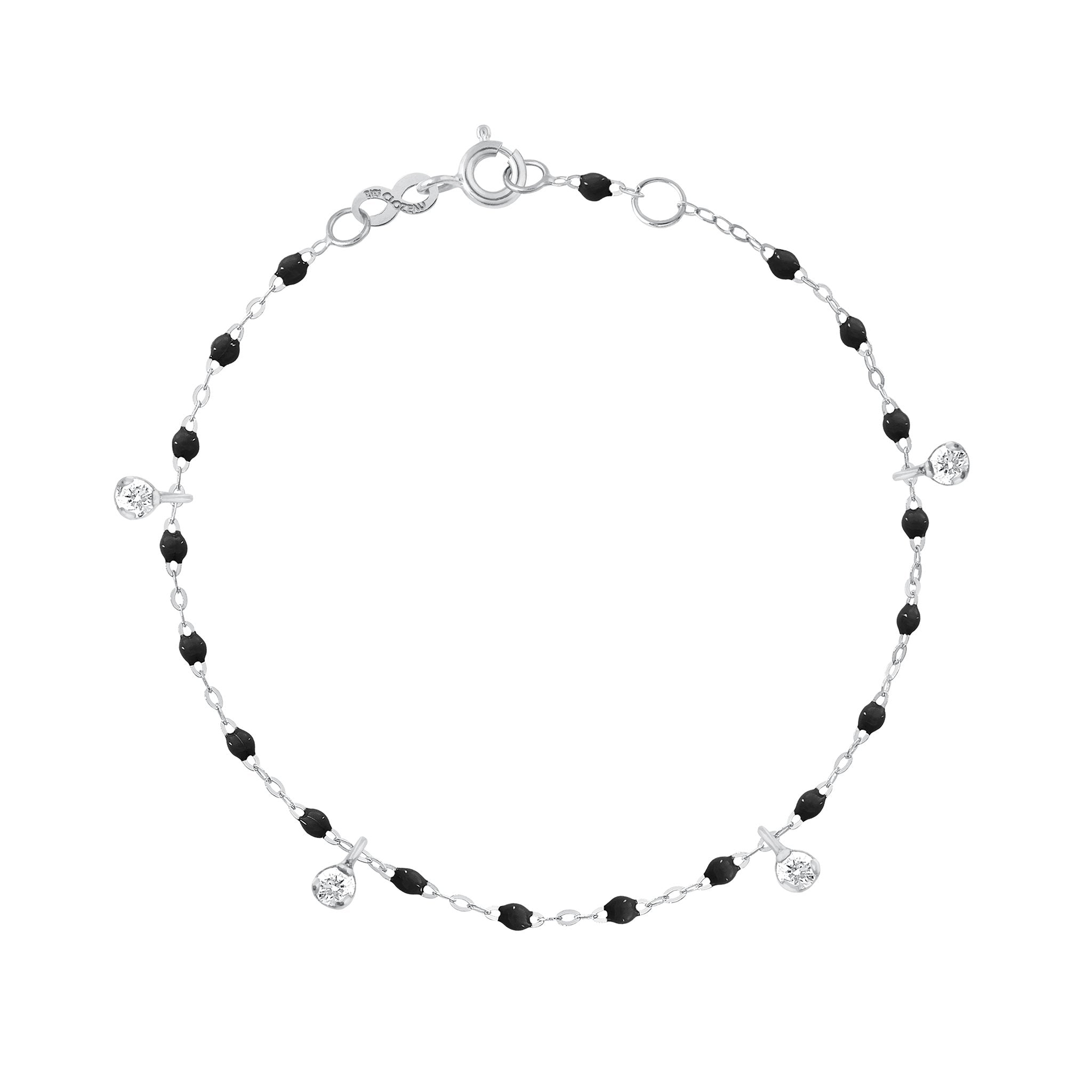 Gigi Clozeau - Gigi Supreme 4 Diamond Bracelet, Black, White Gold, 6.7"