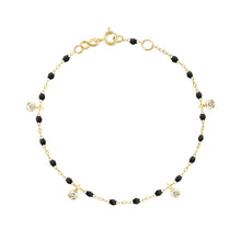 Gigi Clozeau - Gigi Supreme 4 Diamond Bracelet, Black, Yellow Gold, 6.7"
