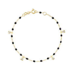 Gigi Clozeau - Gigi Supreme 4 Diamond Bracelet, Black, Yellow Gold, 6.7"