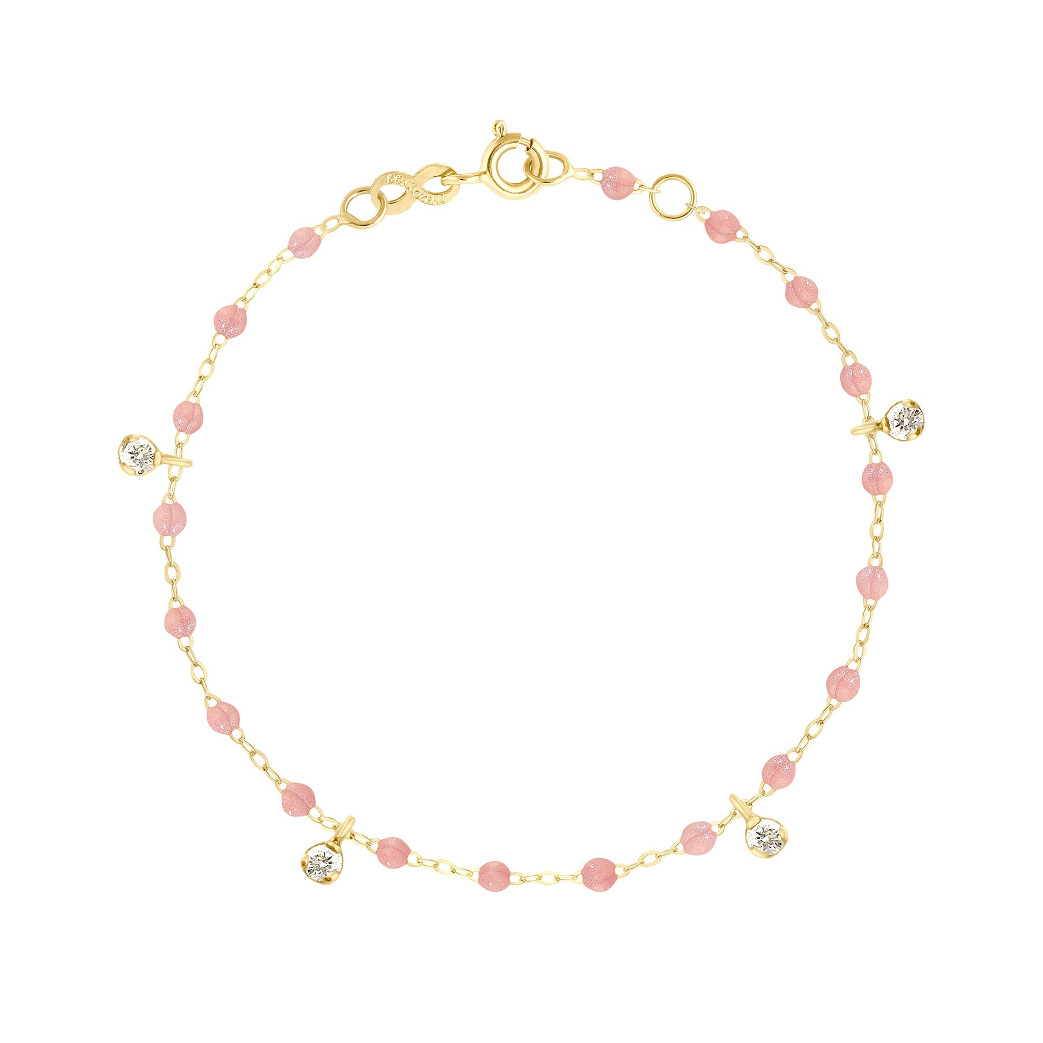 Gigi Clozeau - Gigi Supreme 4 Diamond Bracelet, Blush, Yellow Gold, 6.7"