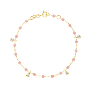 Gigi Clozeau - Gigi Supreme 4 Diamond Bracelet, Blush, Yellow Gold, 6.7"