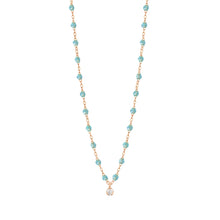 Gigi Clozeau - Gigi Supreme Classic 1 Diamond Necklace, Aqua, Rose Gold, 16.5"