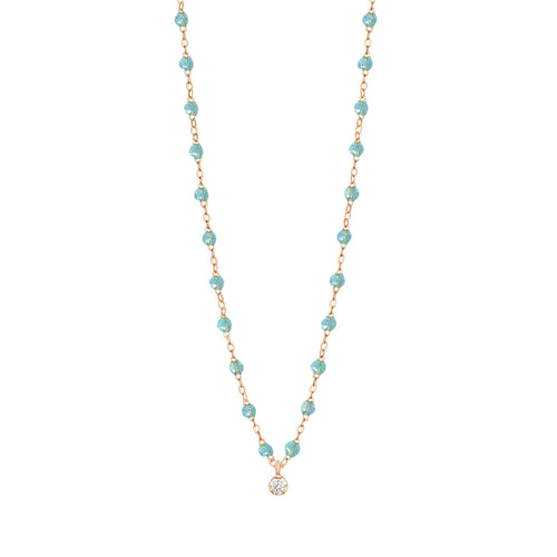 Gigi Clozeau - Gigi Supreme Classic 1 Diamond Necklace, Aqua, Rose Gold, 16.5