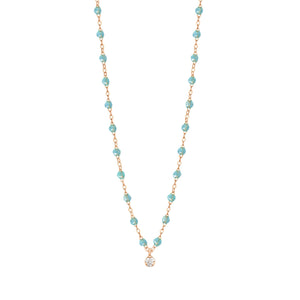 Gigi Clozeau - Gigi Supreme Classic 1 Diamond Necklace, Aqua, Rose Gold, 16.5"
