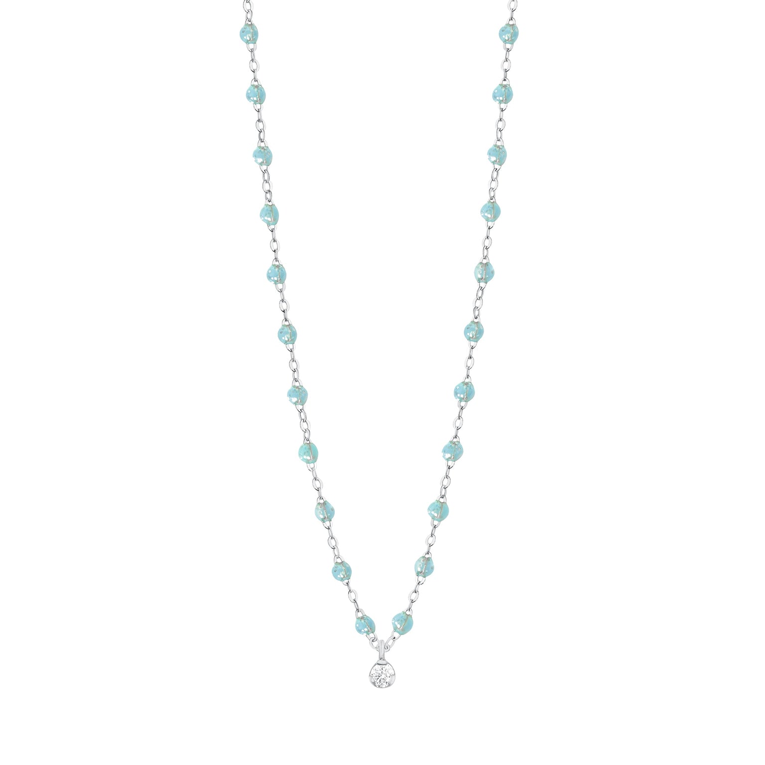 Gigi Clozeau - Gigi Supreme Classic 1 Diamond Necklace, Aqua, White Gold, 16.5"
