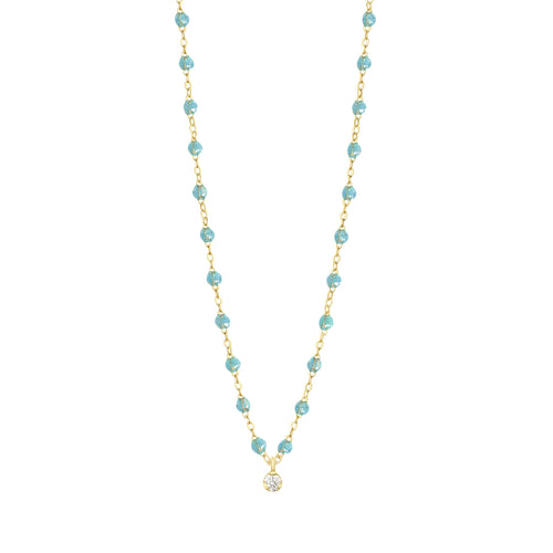 Gigi Clozeau - Gigi Supreme Classic 1 Diamond Necklace, Aqua, Yellow Gold, 16.5