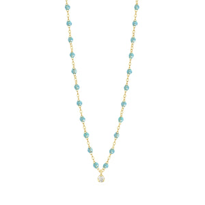 Gigi Clozeau - Gigi Supreme Classic 1 Diamond Necklace, Aqua, Yellow Gold, 16.5"