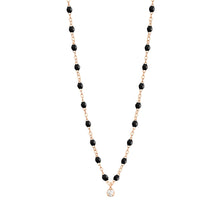 Gigi Clozeau - Gigi Supreme Classic 1 Diamond Necklace, Black, Rose Gold, 16.5"