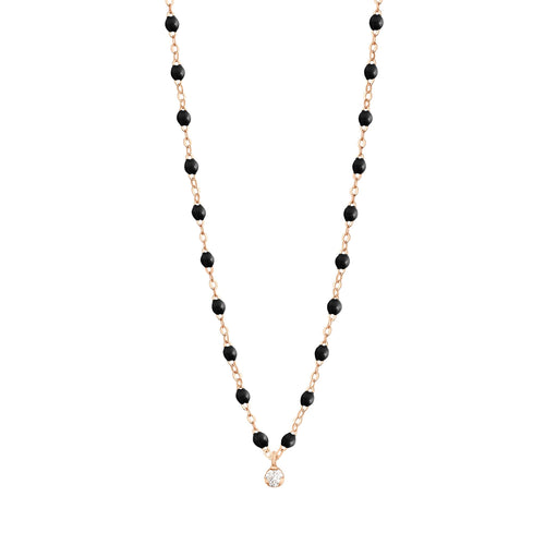 Gigi Clozeau - Gigi Supreme Classic 1 Diamond Necklace, Black, Rose Gold, 16.5