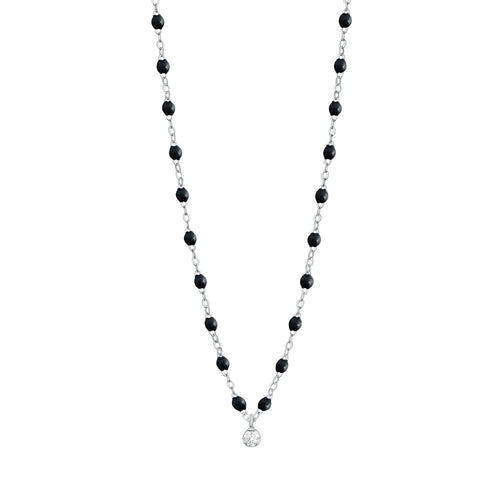 Gigi Clozeau - Gigi Supreme Classic 1 Diamond Necklace, Black, White Gold, 16.5