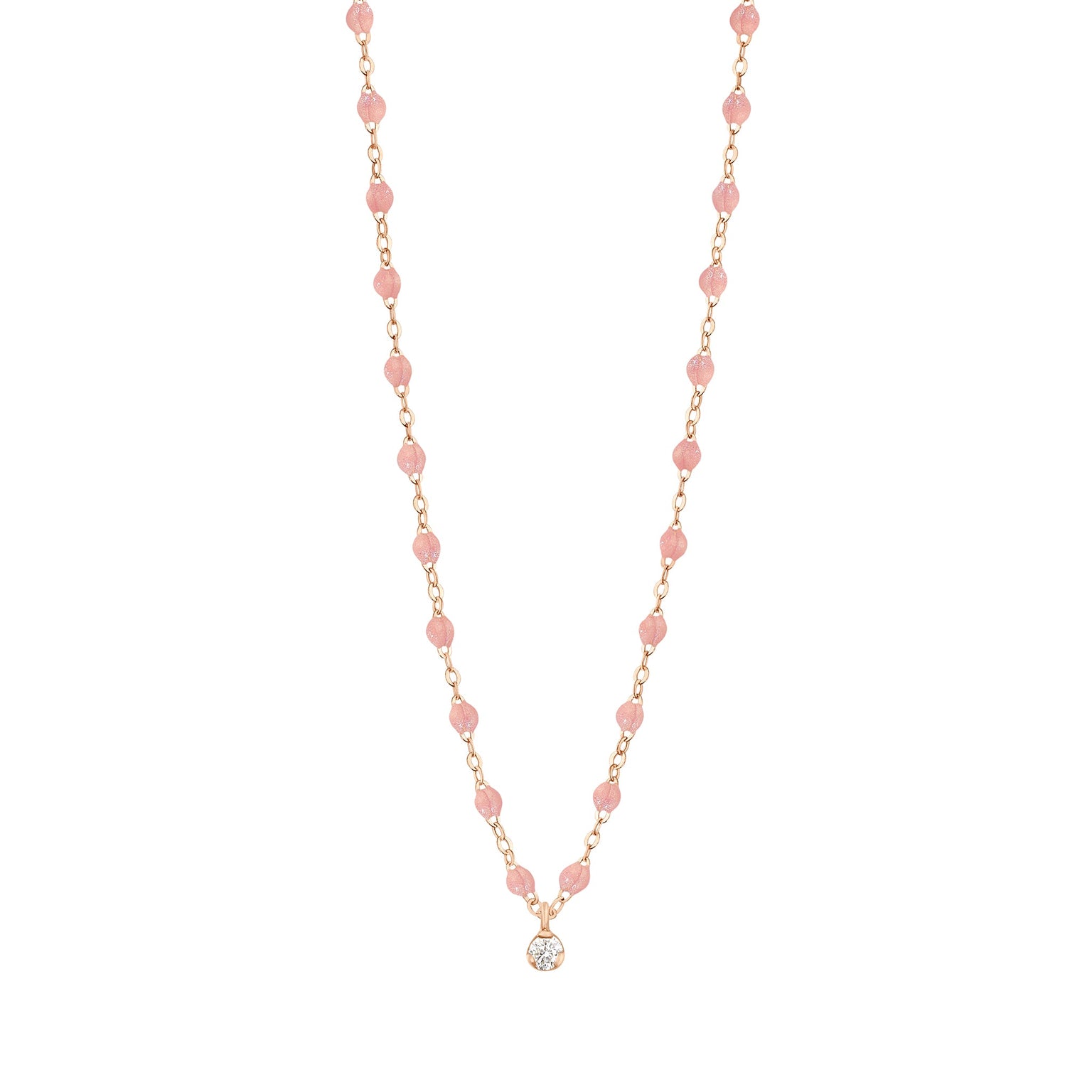 Gigi Clozeau - Gigi Supreme Classic 1 Diamond Necklace, Blush, Rose Gold, 16.5"