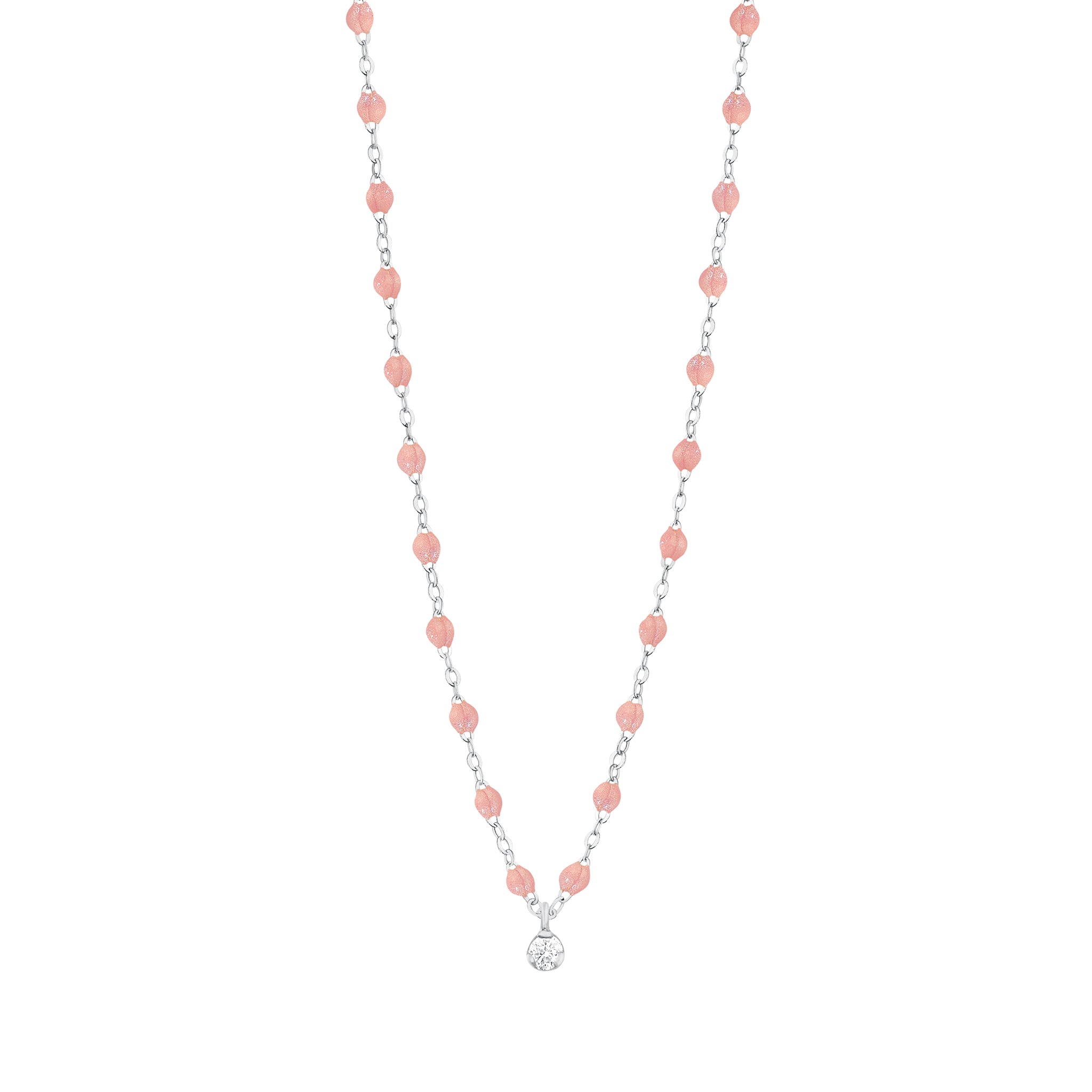 Gigi Clozeau - Gigi Supreme Classic 1 Diamond Necklace, Blush, White Gold, 16.5"