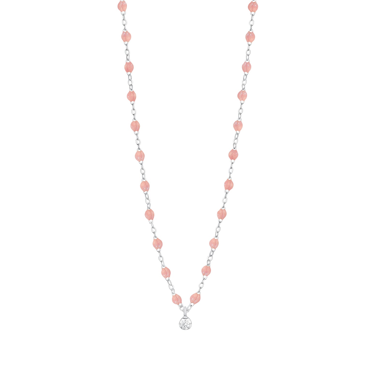 Gigi Clozeau - Gigi Supreme Classic 1 Diamond Necklace, Blush, White Gold, 16.5"