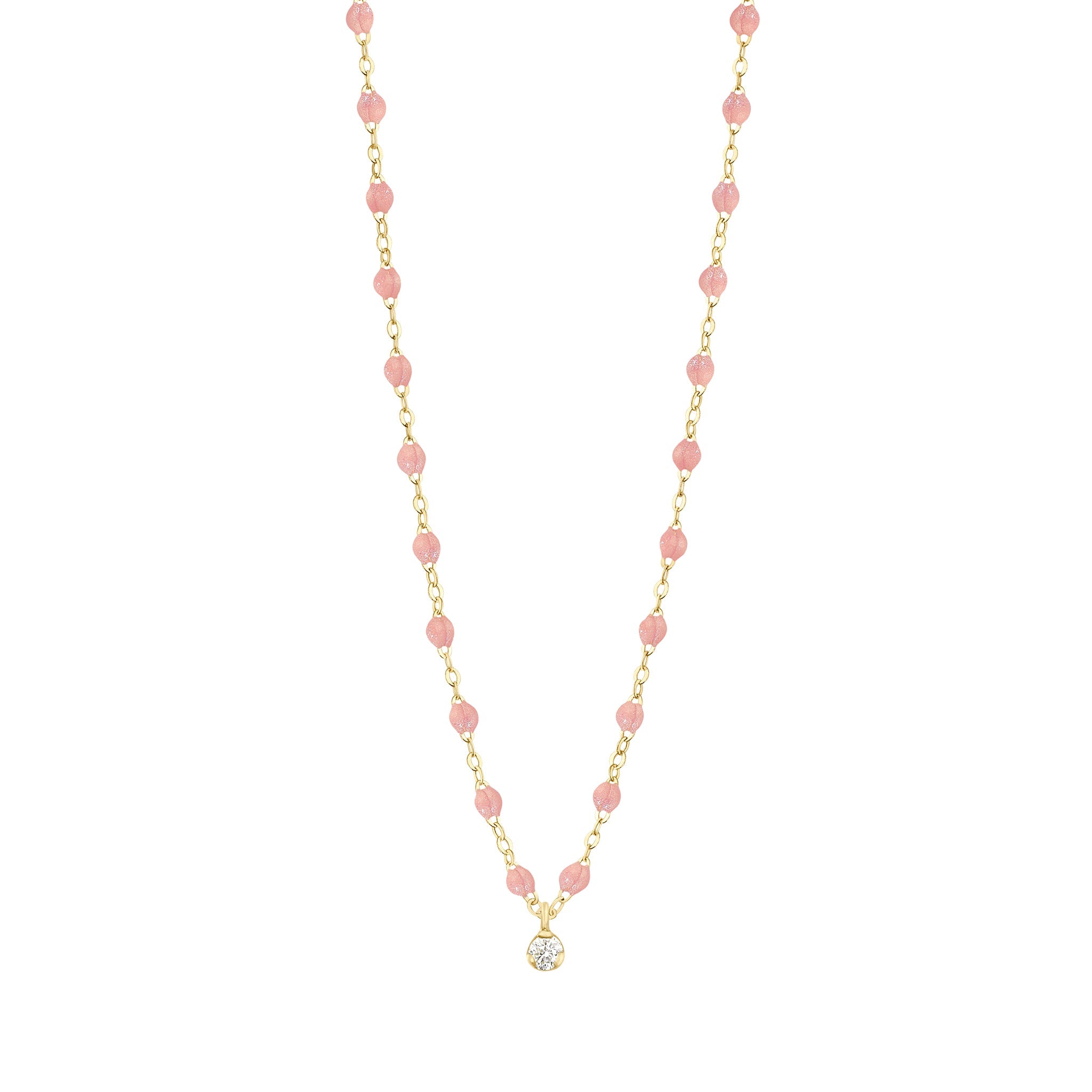 Gigi Clozeau - Gigi Supreme Classic 1 Diamond Necklace, Blush, Yellow Gold, 16.5"