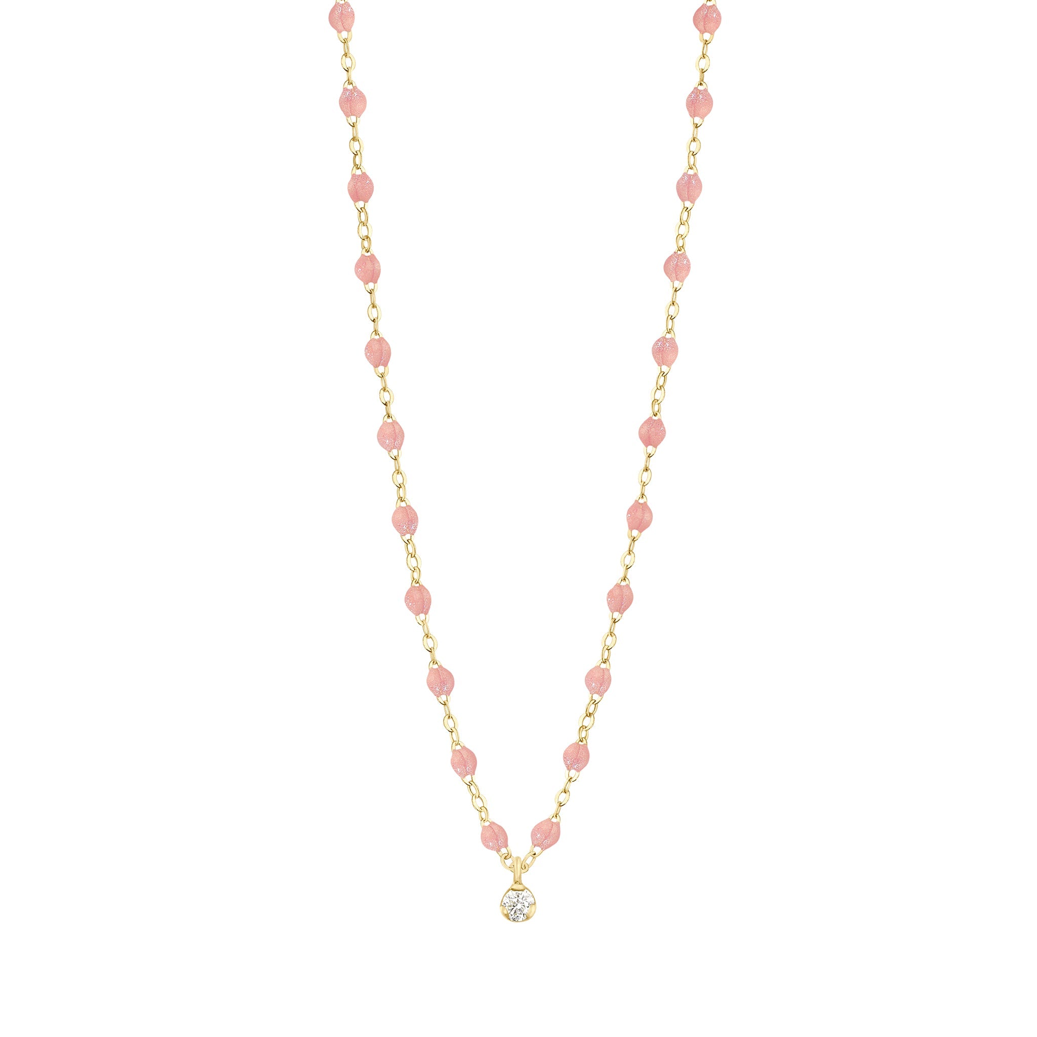 Gigi Clozeau - Gigi Supreme Classic 1 Diamond Necklace, Blush, Yellow Gold, 16.5"