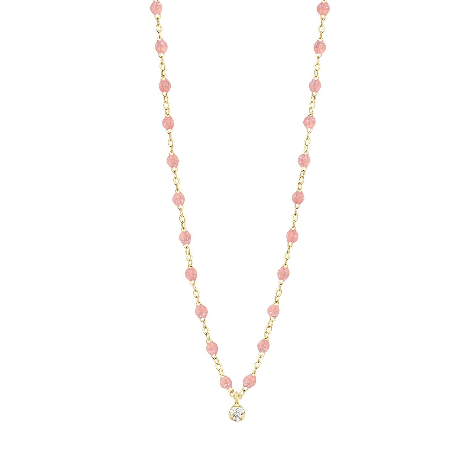 Gigi Clozeau - Gigi Supreme Classic 1 Diamond Necklace, Blush, Yellow Gold, 16.5"