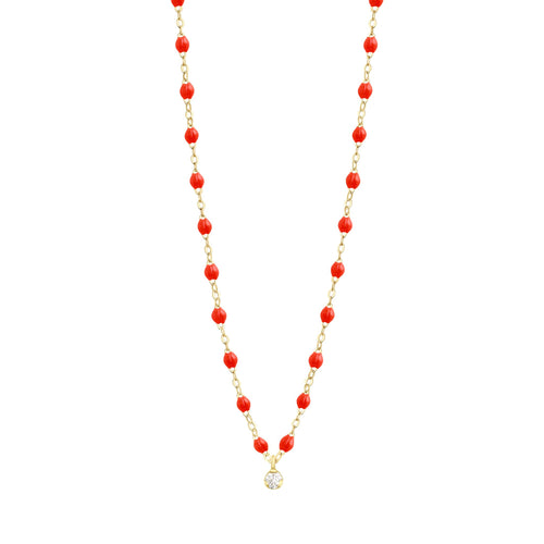 Gigi Clozeau - Gigi Supreme Classic 1 Diamond Necklace, Coral, Yellow Gold, 16.5