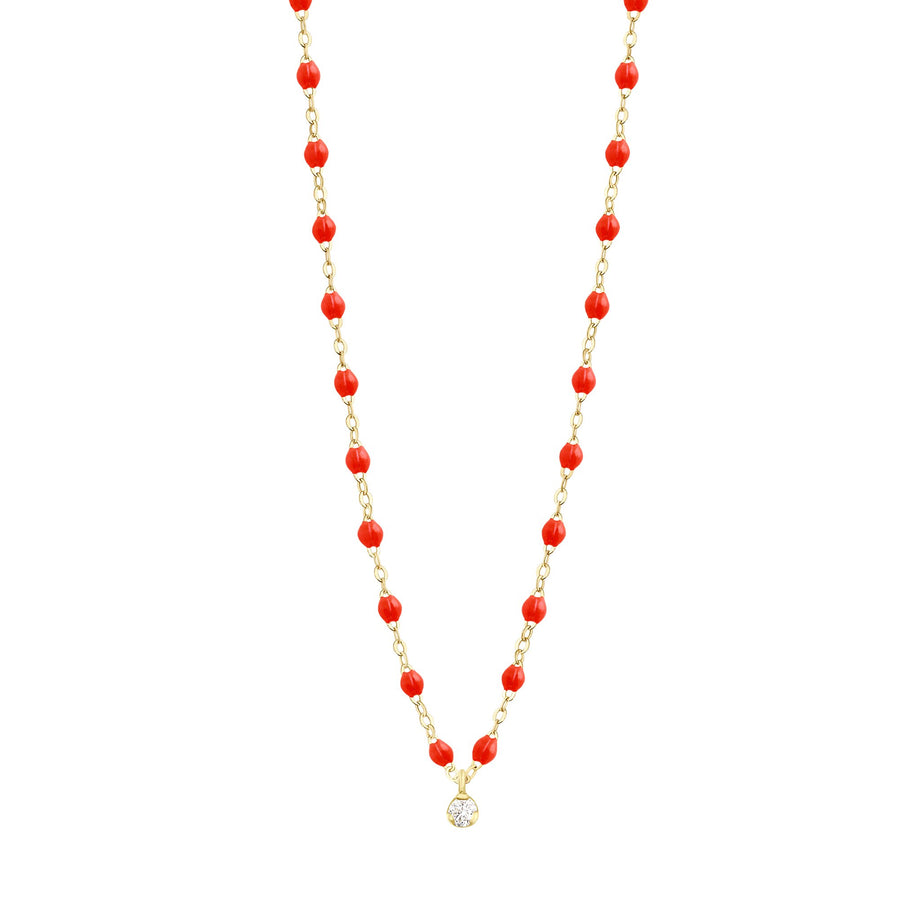 Gigi Clozeau - Gigi Supreme Classic 1 Diamond Necklace, Coral, Yellow Gold, 16.5