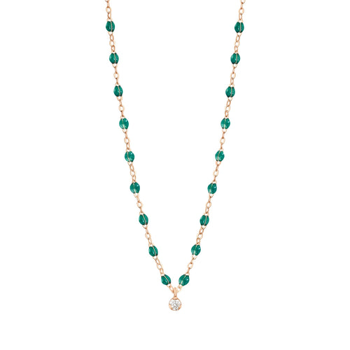 Gigi Clozeau - Gigi Supreme Classic 1 Diamond Necklace, Emerald, Rose Gold, 16.5
