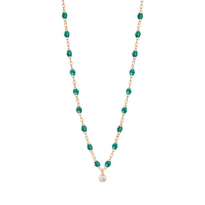 Gigi Clozeau - Gigi Supreme Classic 1 Diamond Necklace, Emerald, Rose Gold, 16.5"