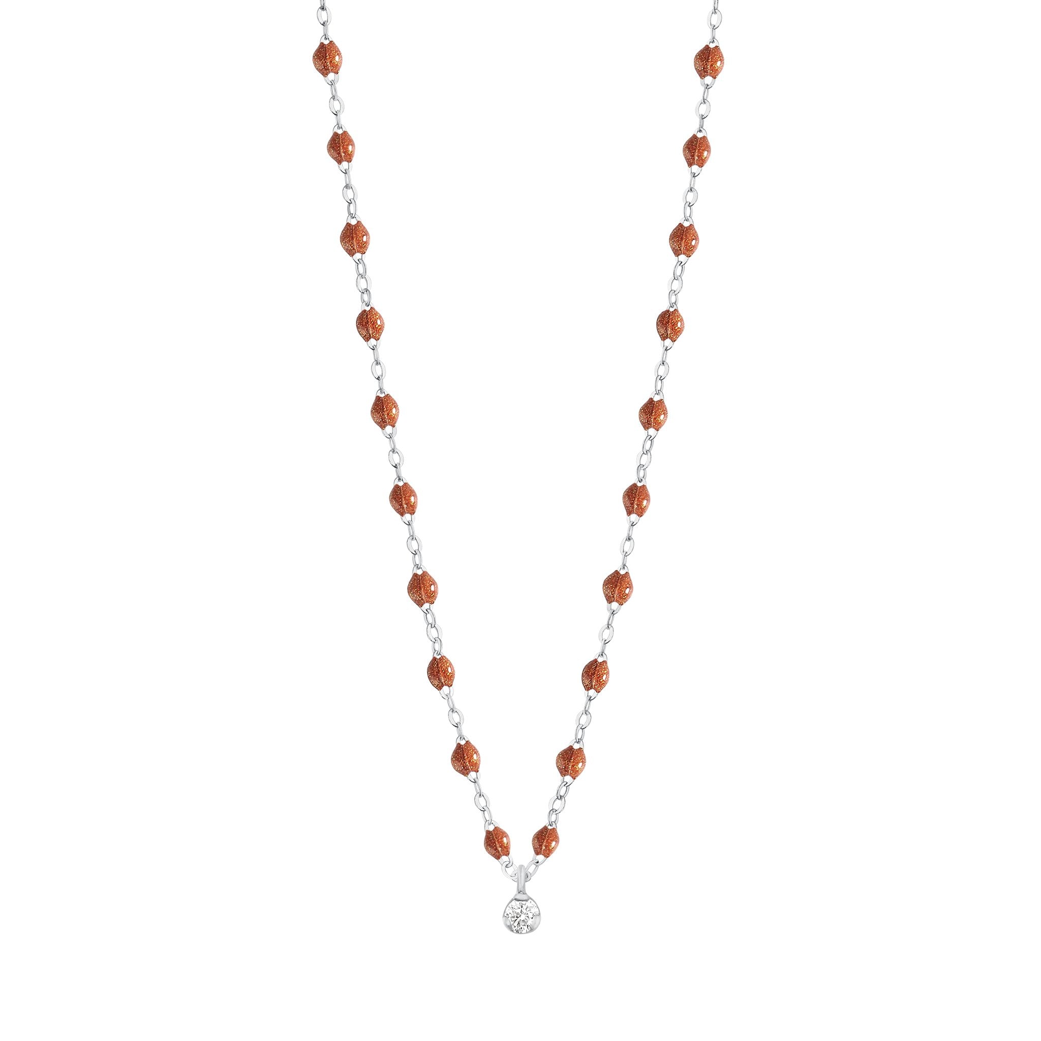 Gigi Clozeau - Gigi Supreme Classic 1 Diamond Necklace, Fauve, White Gold, 16.5"
