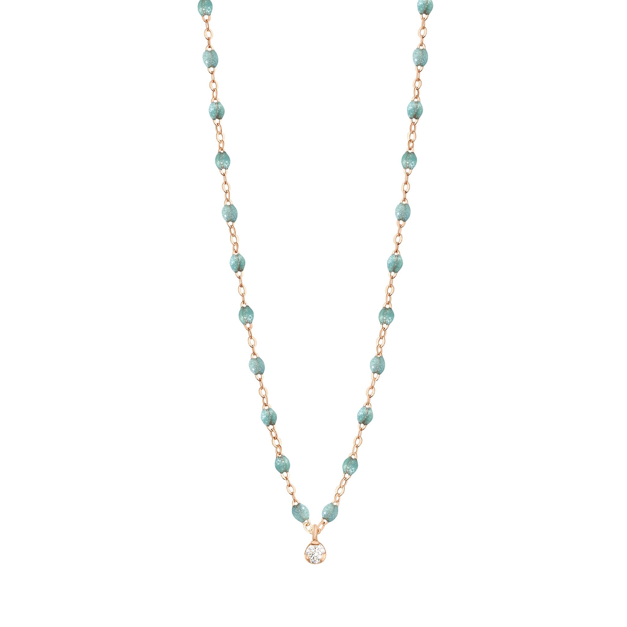 Gigi Clozeau - Gigi Supreme Classic 1 Diamond Necklace, Iceberg, Rose Gold, 16.5"