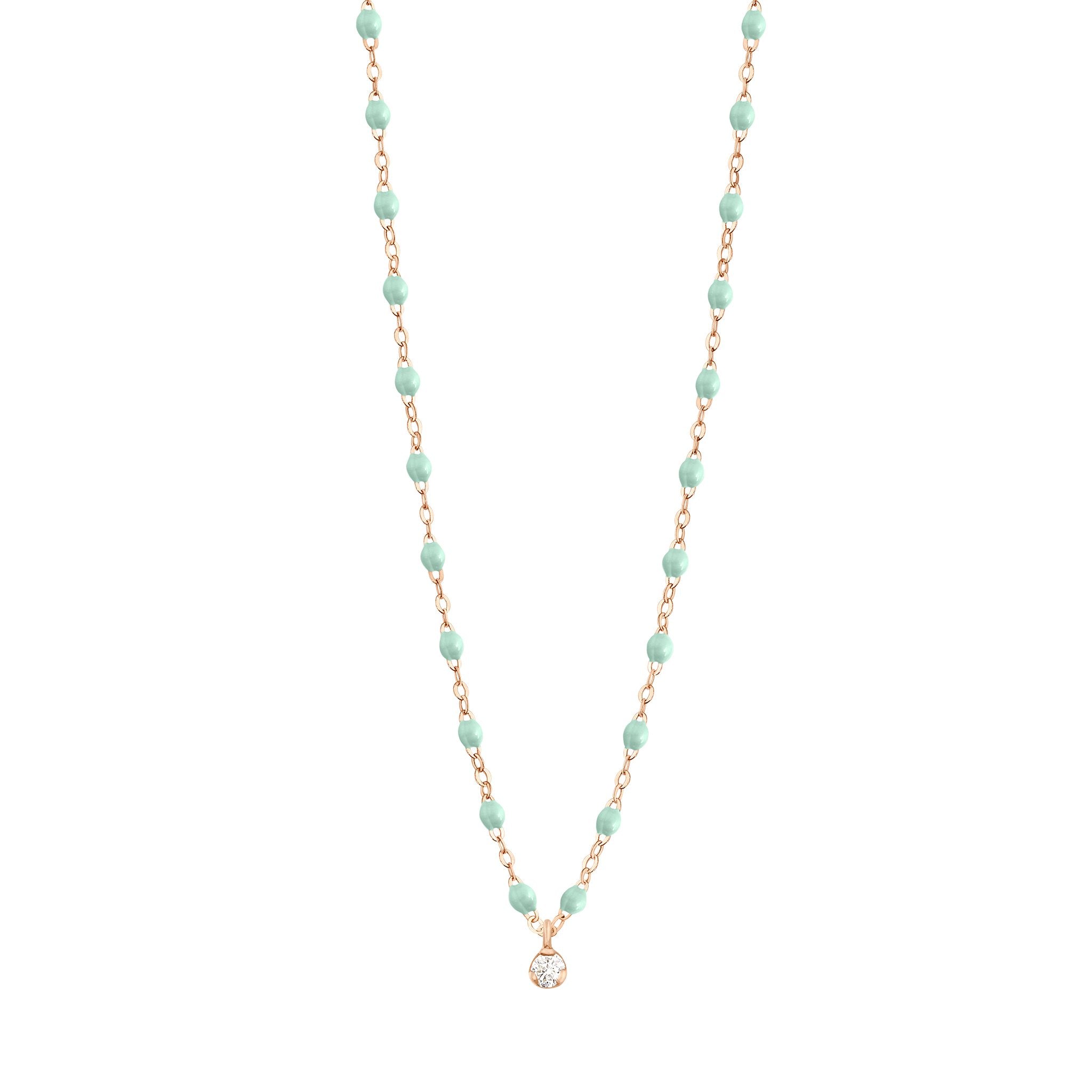 Gigi Clozeau - Gigi Supreme Classic 1 Diamond Necklace, Jade, Rose Gold, 16.5"