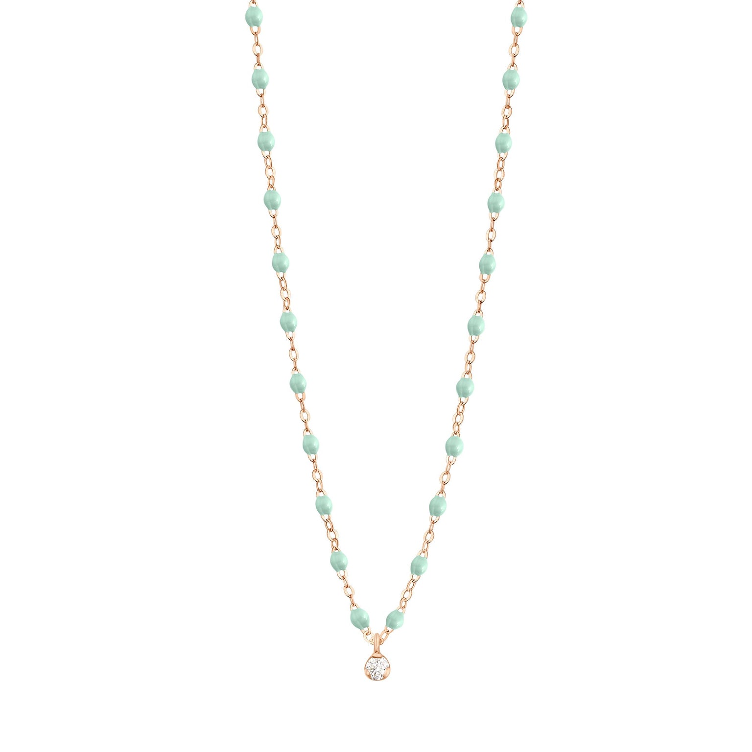 Gigi Clozeau - Gigi Supreme Classic 1 Diamond Necklace, Jade, Rose Gold, 16.5"