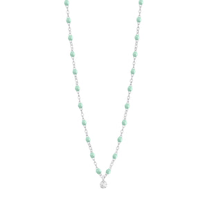 Gigi Clozeau - Gigi Supreme Classic 1 Diamond Necklace, Jade, White Gold, 16.5"