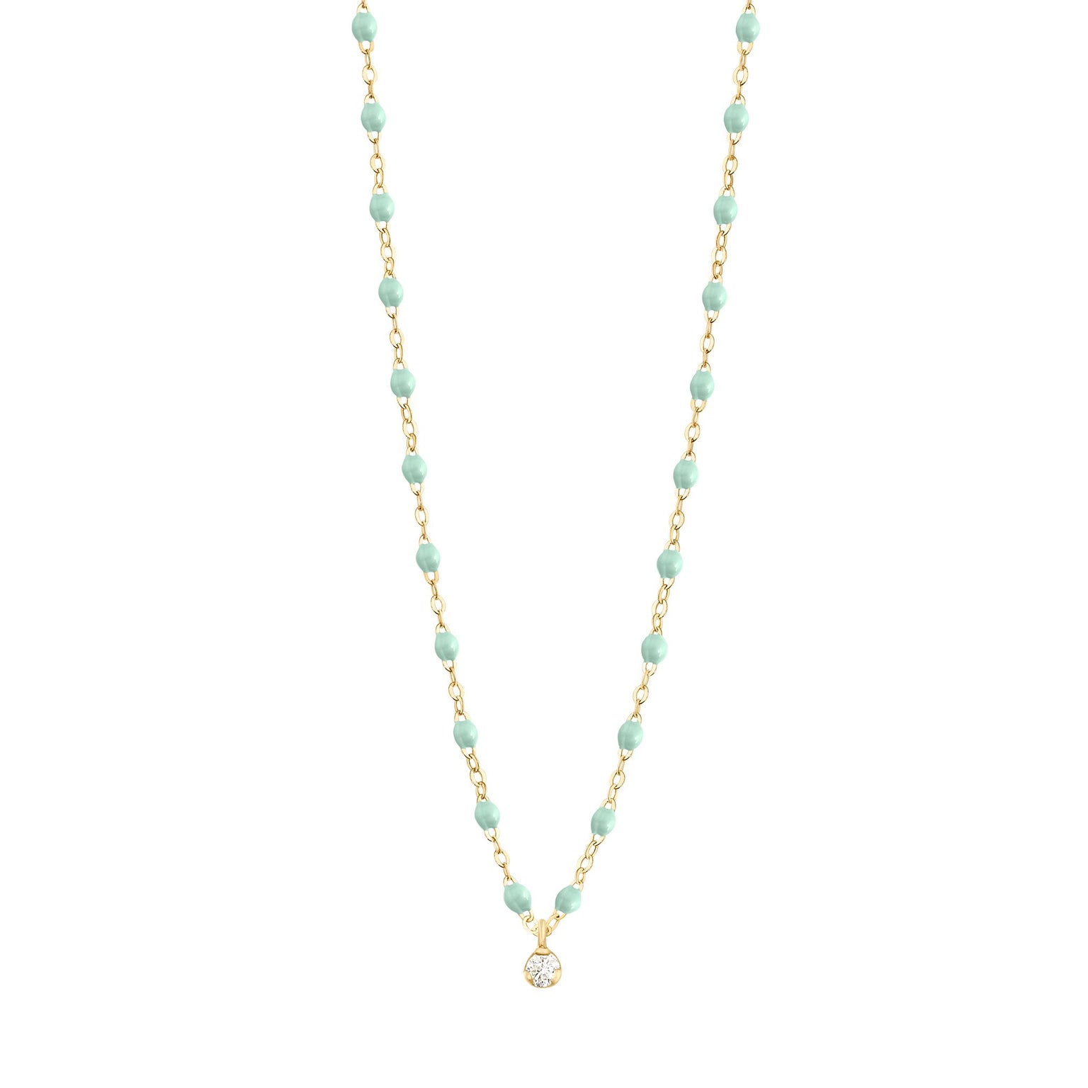Gigi Clozeau - Gigi Supreme Classic 1 Diamond Necklace, Jade, Yellow Gold, 16.5"