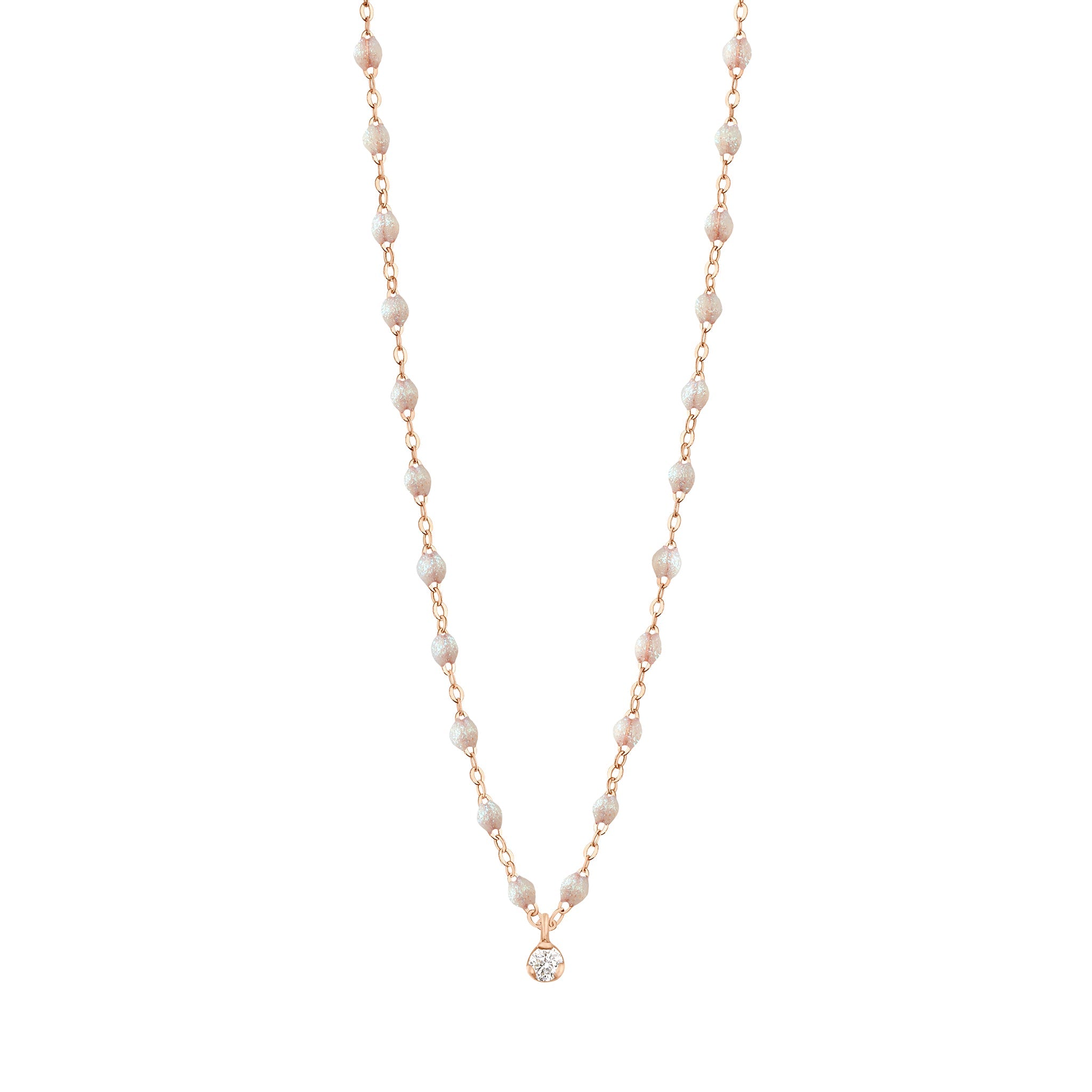 Gigi Clozeau - Gigi Supreme Classic 1 Diamond Necklace, Opal, Rose Gold, 16.5"
