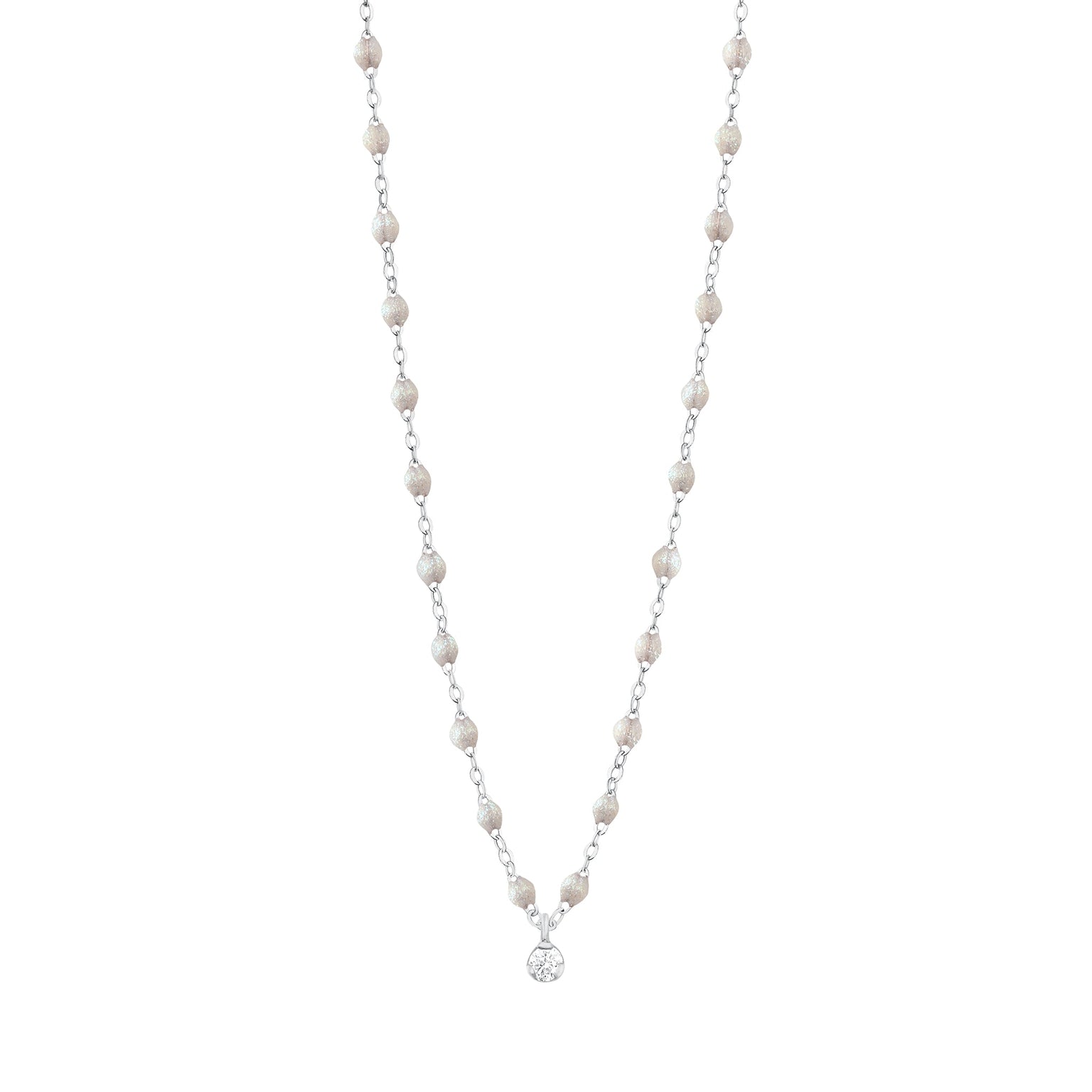 Gigi Clozeau - Gigi Supreme Classic 1 Diamond Necklace, Opal, White Gold, 16.5"