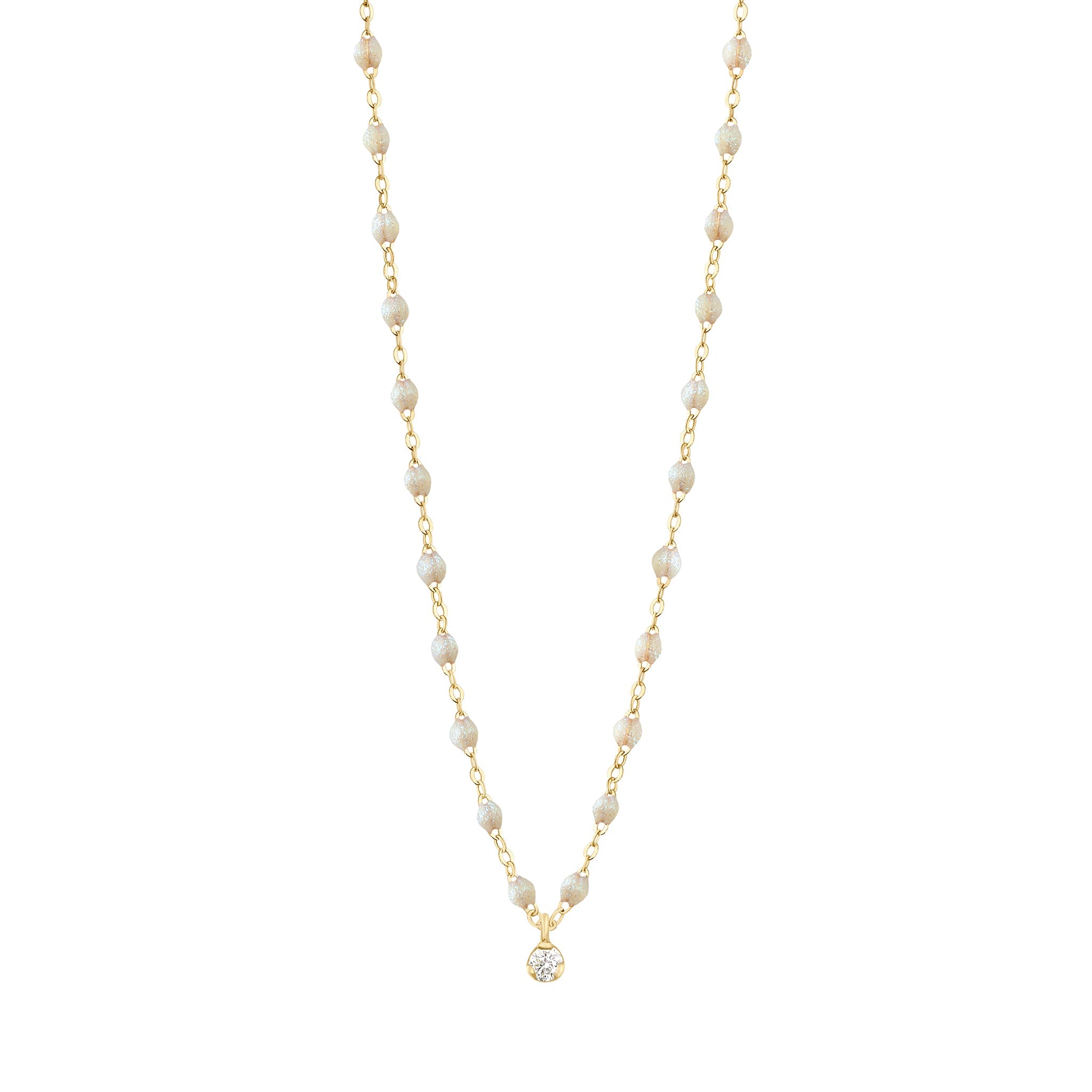 Gigi Clozeau - Gigi Supreme Classic 1 Diamond Necklace, Opal, Yellow Gold, 16.5"