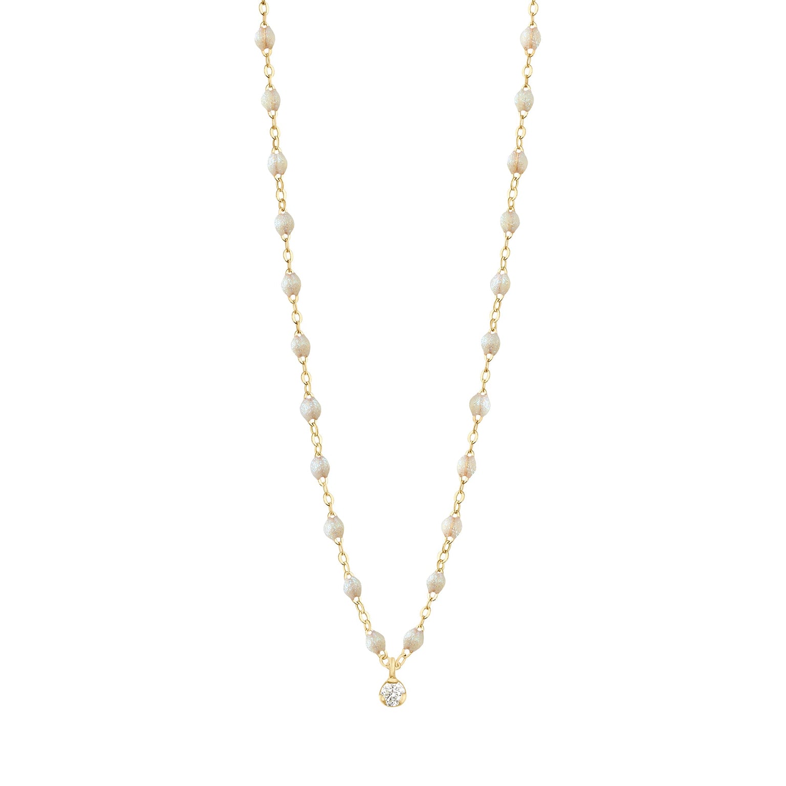 Gigi Clozeau - Gigi Supreme Classic 1 Diamond Necklace, Opal, Yellow Gold, 16.5"