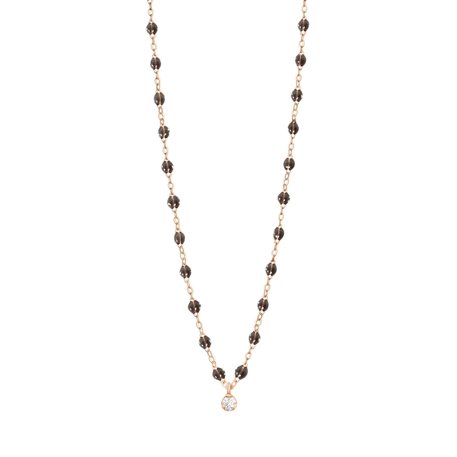 Gigi Clozeau - Gigi Supreme Classic 1 Diamond Necklace, Quartz, Rose Gold, 16.5"