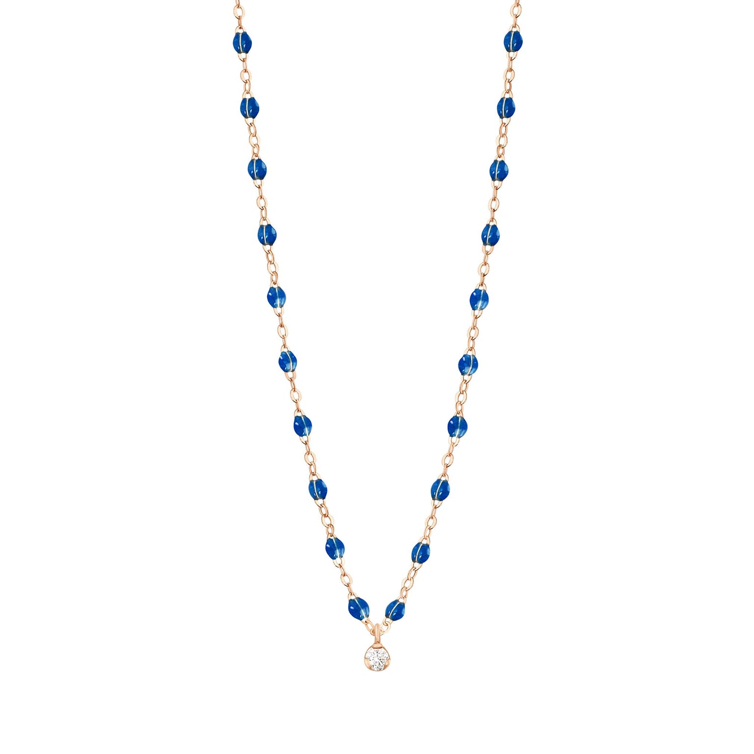 Gigi Clozeau - Gigi Supreme Classic 1 Diamond Necklace, Sapphire, Rose Gold, 16.5"