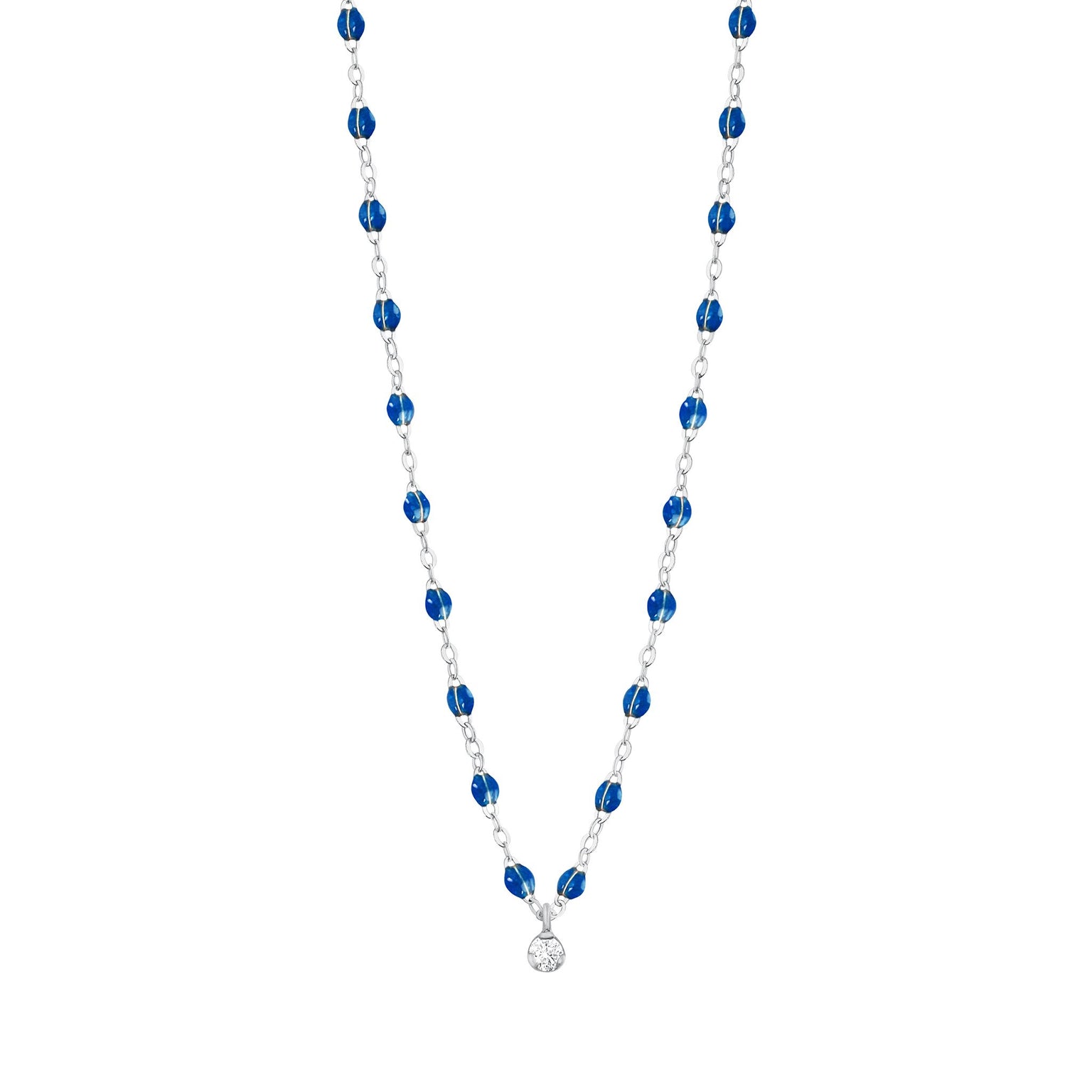 Gigi Clozeau - Gigi Supreme Classic 1 Diamond Necklace, Sapphire, White Gold, 16.5"