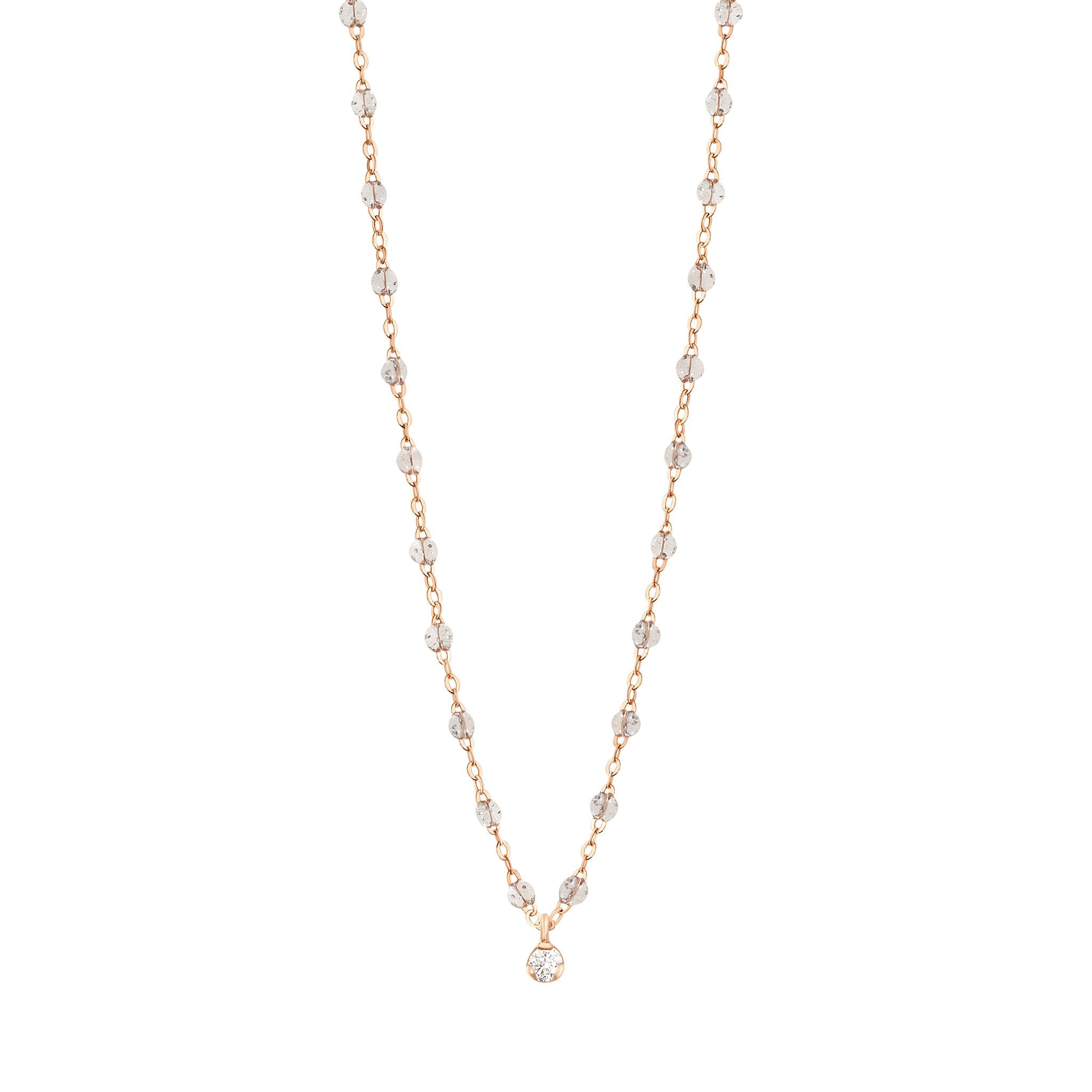 Gigi Clozeau - Gigi Supreme Classic 1 Diamond Necklace, Sparkle, Rose Gold, 16.5"