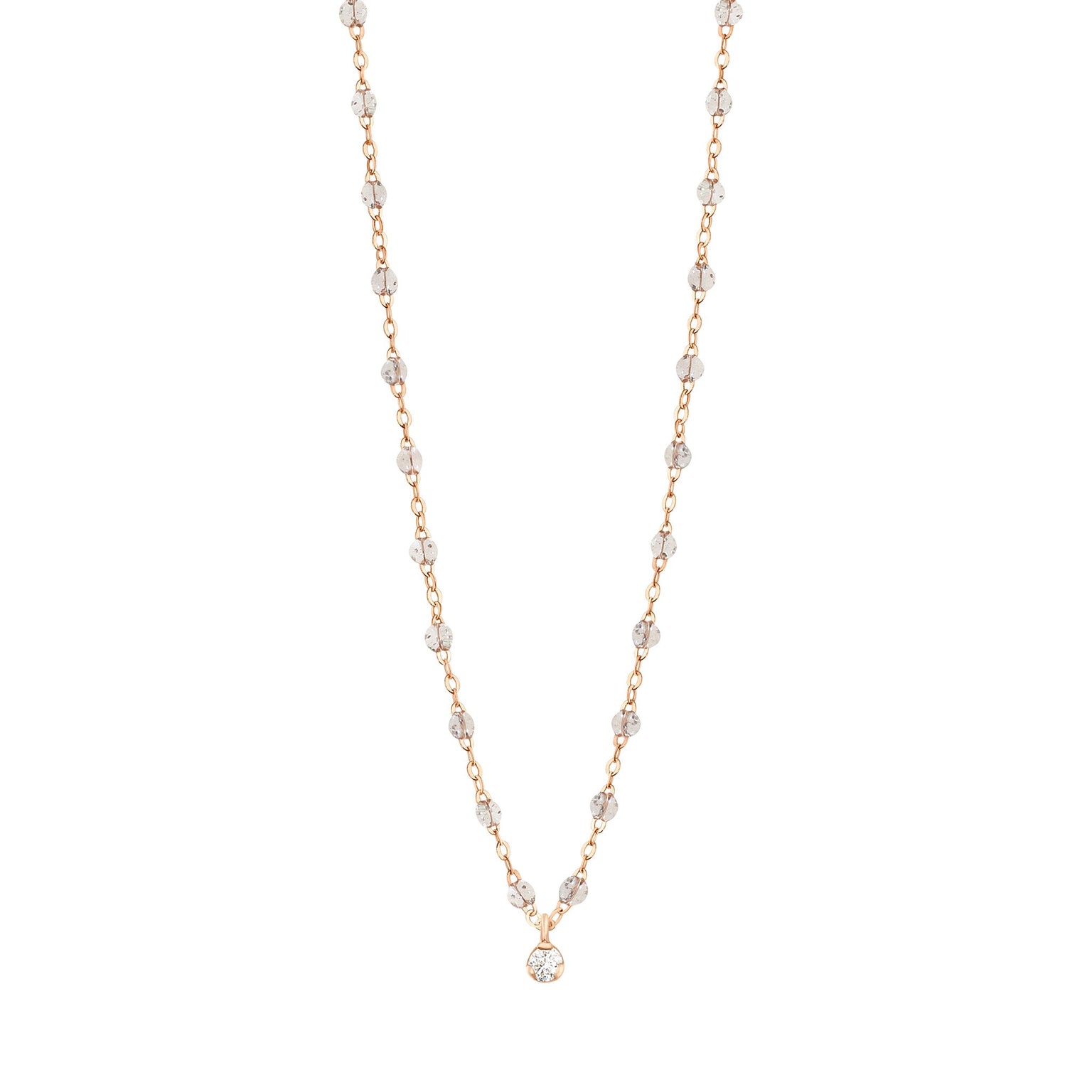Gigi Clozeau - Gigi Supreme Classic 1 Diamond Necklace, Sparkle, Rose Gold, 16.5"