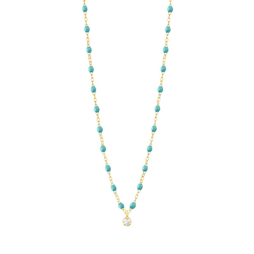 Gigi Clozeau - Gigi Supreme Classic 1 Diamond Necklace, Turquoise Green, Yellow Gold, 16.5
