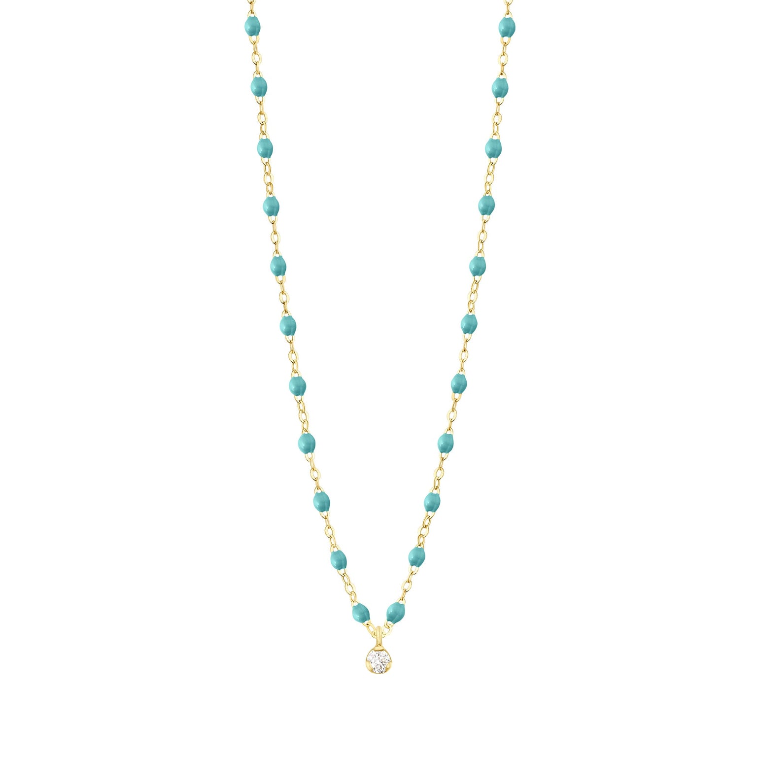 Gigi Clozeau - Gigi Supreme Classic 1 Diamond Necklace, Turquoise Green, Yellow Gold, 16.5"